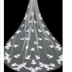 Lace appliqué wedding veil